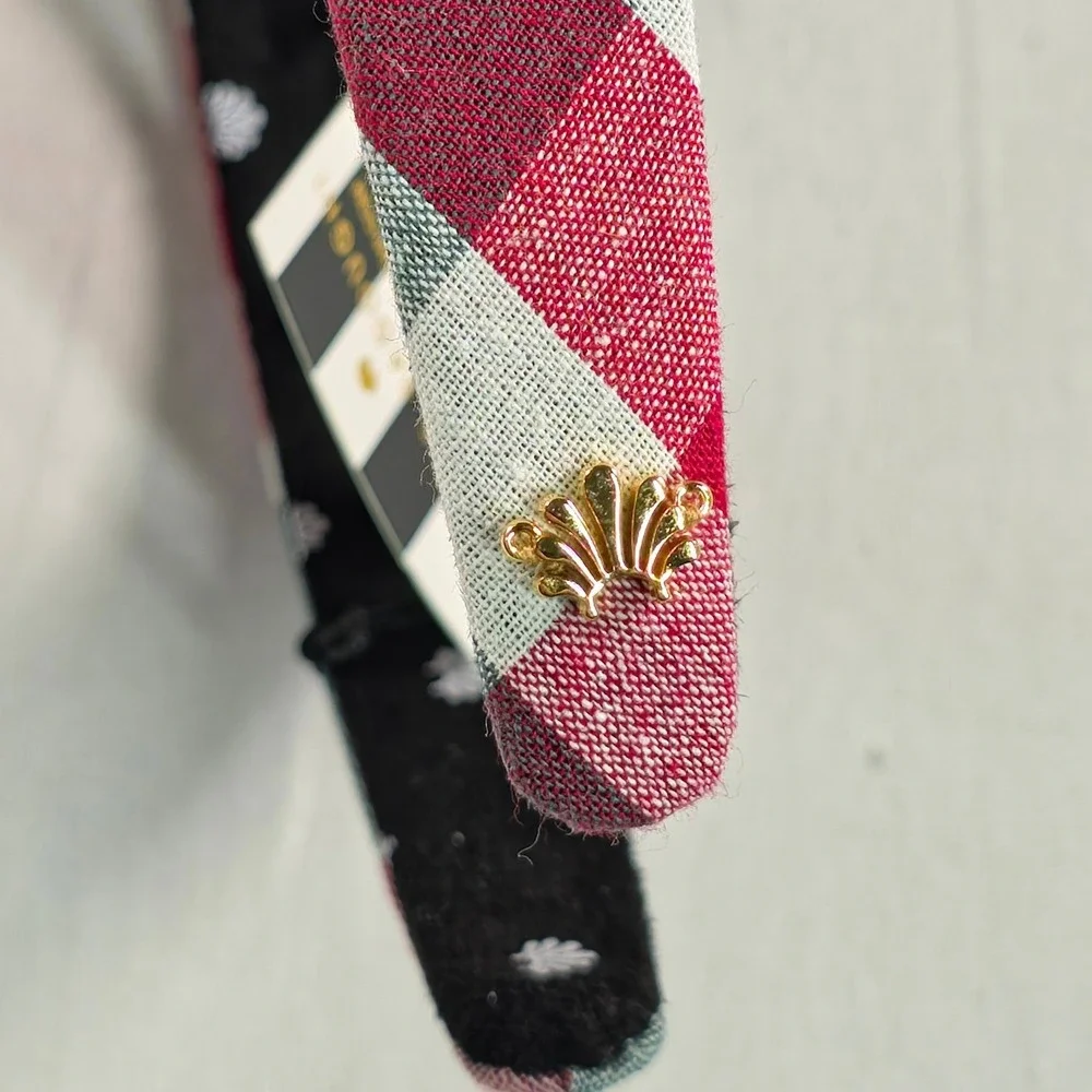 Lele Sadoughi Women Bessette Headband OS Christmas Gingham Holiday Accessory NWT